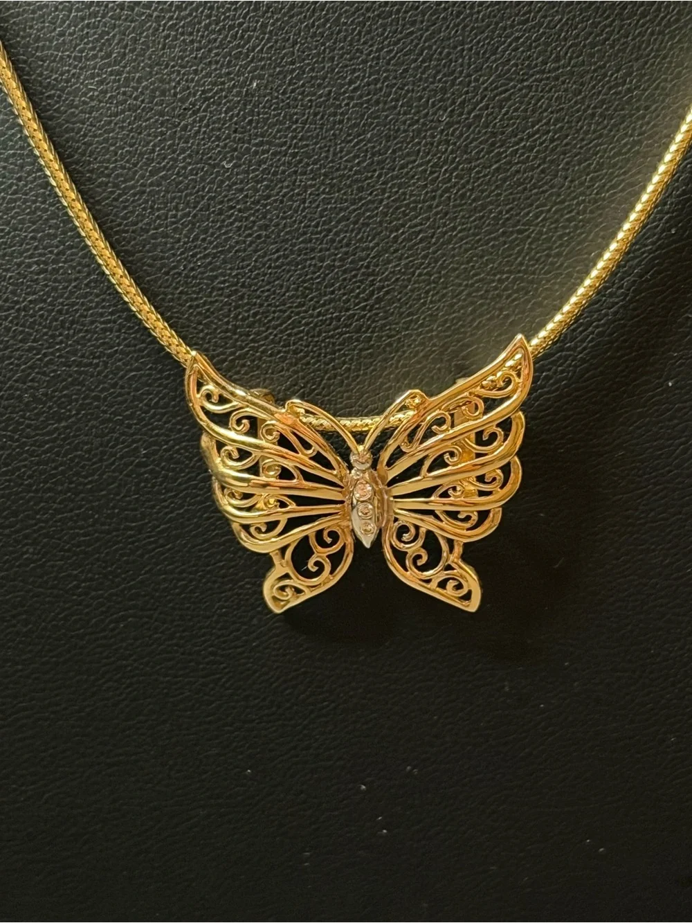 14k Gold Butterfly Slide Pendant with Diamond Accents - chain not included